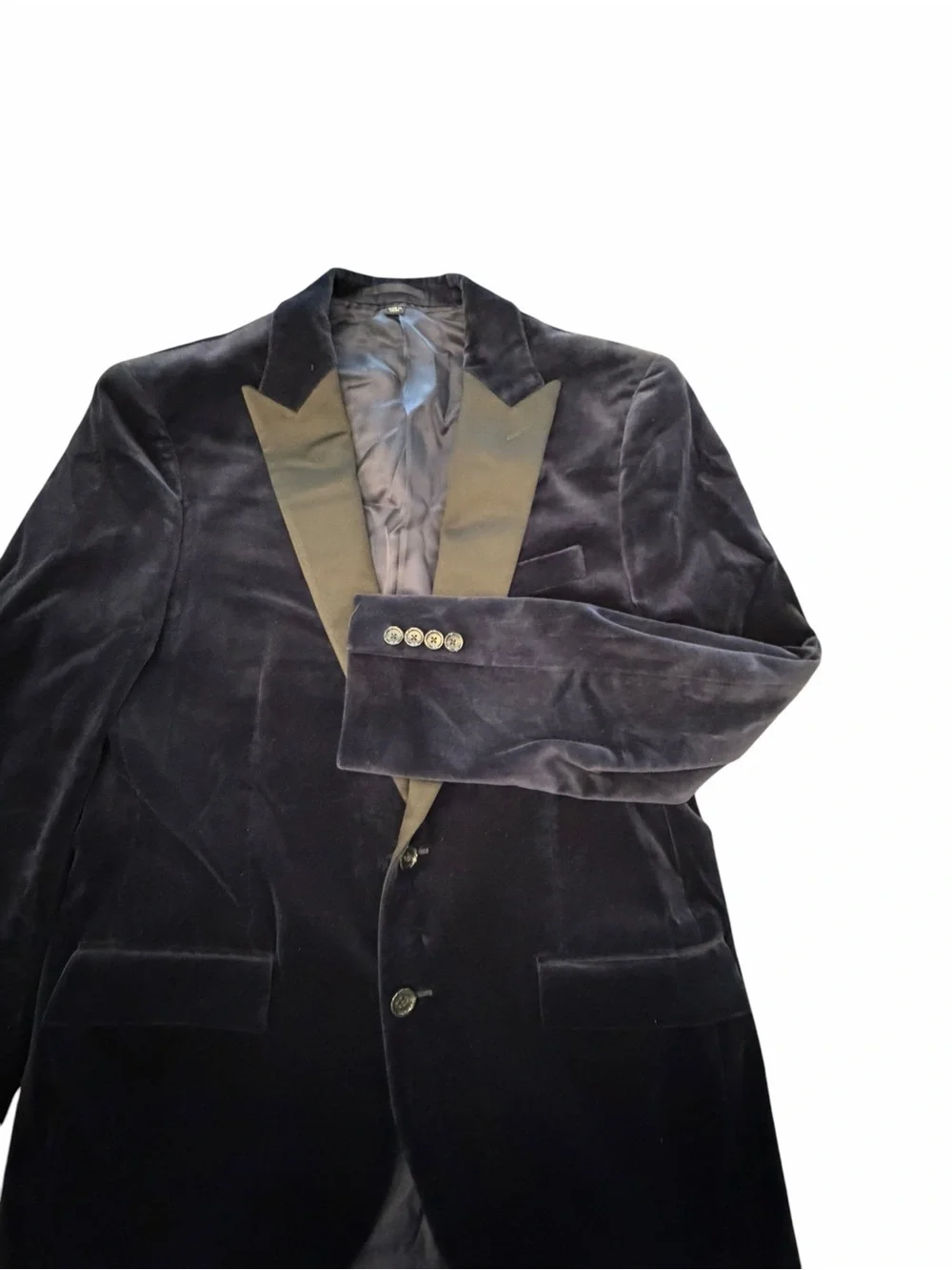 J CREW Ludlow Shawl Collar Tuxedo Dinner Jacket Mens 42 R Slim Navy Blue Velvet